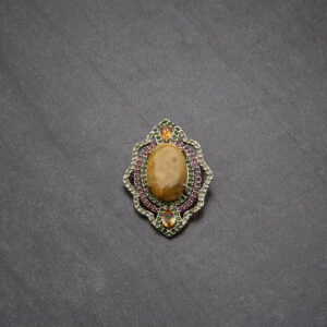 Emerald Citrine Pendant Brooch Saphira Sapphire 925 Sterling Silver Ruby